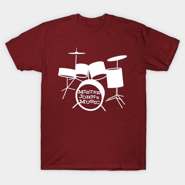 MJM drum kit in white T-Shirt by Mister John's Music